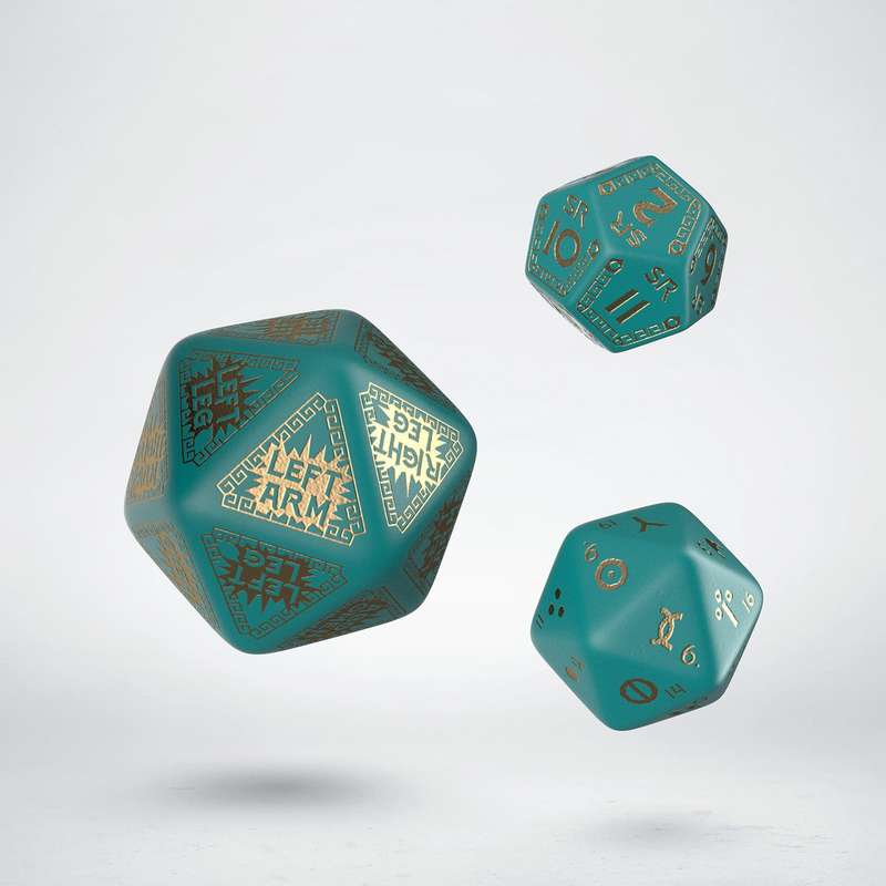 RuneQuest Turquoise & gold Expansion Dice (3) (SRQE03) (Dice Sets & Games)