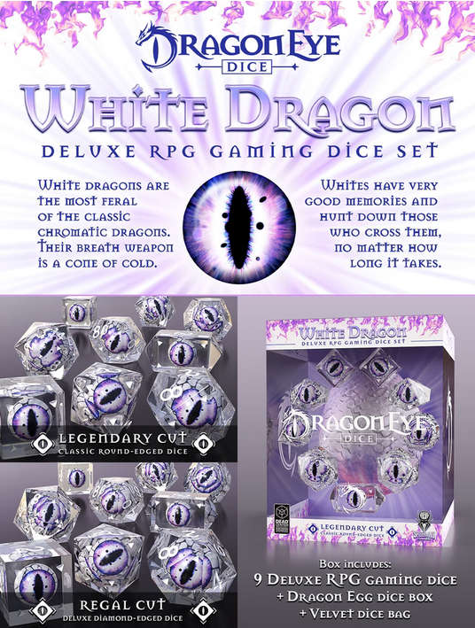 White Dragon Regal Dice Set (9) (Dice Sets & Games)