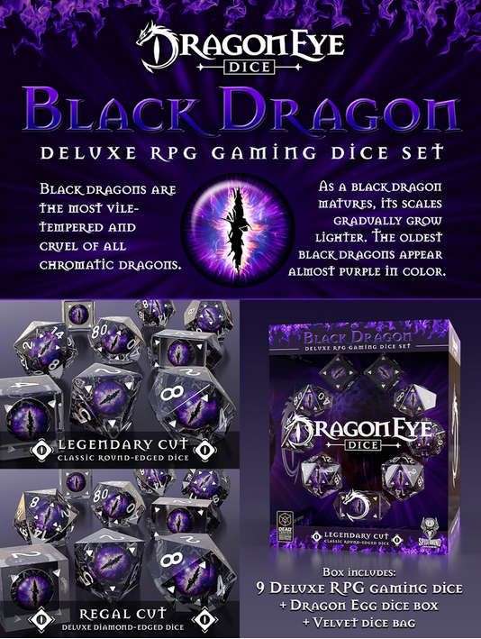 Black DragonEye Legendary Dice Set (9) (Dice Sets & Games)