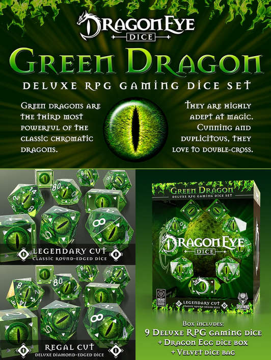 Green Dragon Dice Regal D10 Set (9) (Dice Sets & Games)