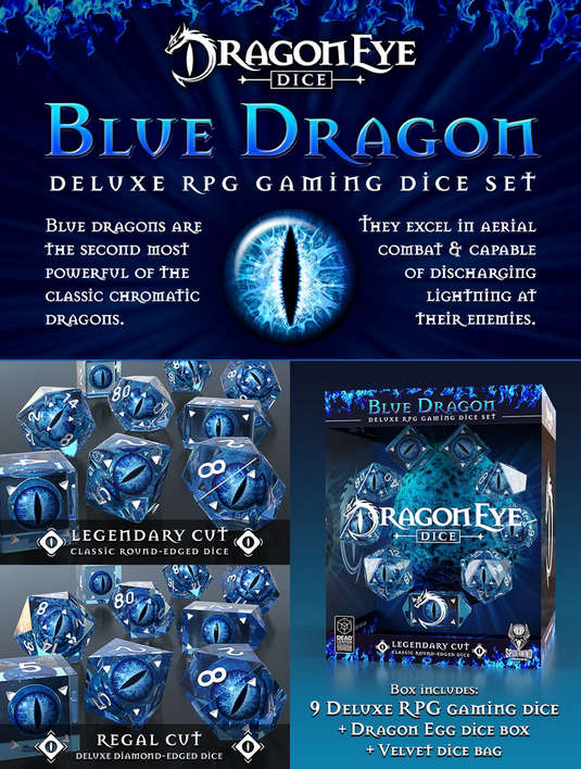 Blue DragonEye Legendary Dice Set (9) (Dice Sets & Games)
