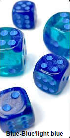Gemini 16mm d6 Blue-Blue/light blue Luminary Dice Block (12 dice) (Dice Sets & Games)