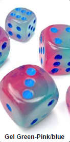 Gemini 16mm d6 Gel Green-Pink/blue Luminary Dice Block (12 dice) (Dice Sets & Games)