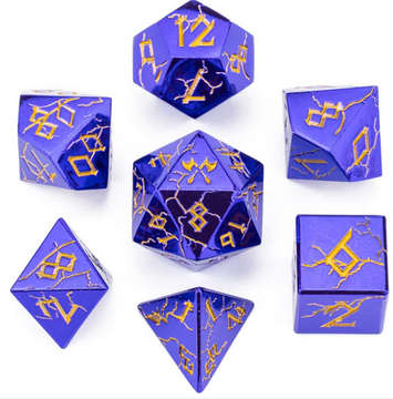 Metal Solid Barbarian Shiny Purple w/Gold Dice Set (7) (Dice Sets & Games)