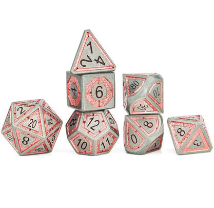 Gunmetal w/Rose Gold Chrome Leyline Solid Metal Polyhedral Dice Set (Dice Sets & Games)