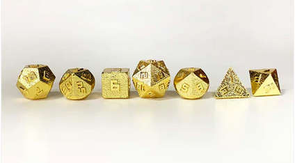 10MM Mini Metal RPG Gold Dice Set (7) (Dice Sets & Games)