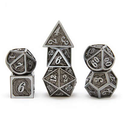 Iron Black Solid Metal Dragon Polyhedral Dice Set (Dice Sets & Games)