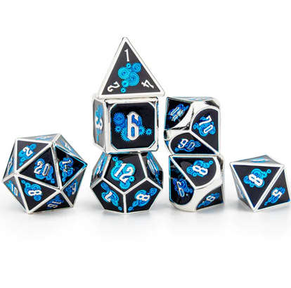 Blue Gears Solid Gear Steampunk Themed Dice Set (7) (Dice Sets & Games)