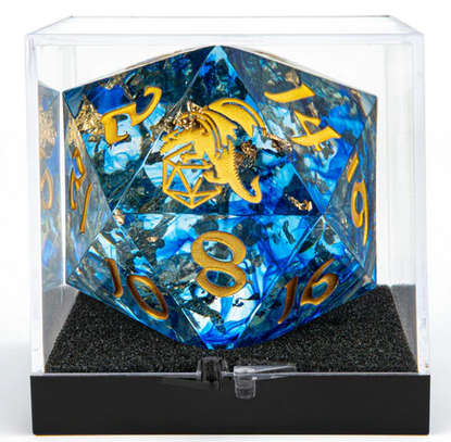 Sharp Edge Resin 55mm Chonk D20 Blue Swirl (Board & Card Game Accessories)