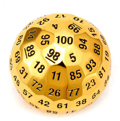 Titans Fist Shiny Gold Metal D100 Dice (Dice Sets & Games)