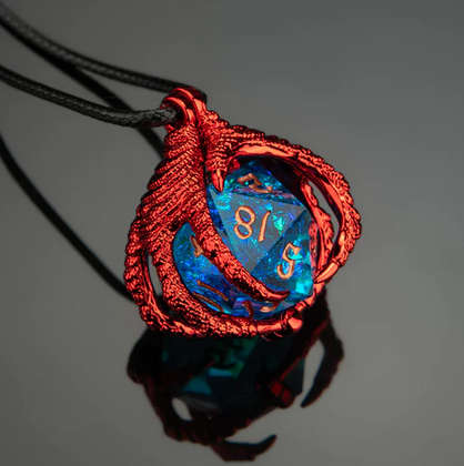 Dragons Claw Necklace w/random sharp resin D20s Red (Board & Card Game Accessories)