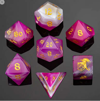 Dragons Hoard Gemstone Dice Set Rose Agate (7) (Dice Sets & Games)