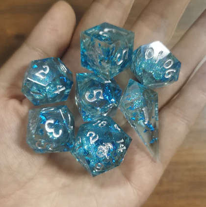 Sharp Edge Liquid Core RPG Dice Set Aqua (7) (Dice Sets & Games)