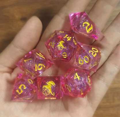 Sharp Edge Liquid Core RPG Dice Set Pink (7) (Dice Sets & Games)
