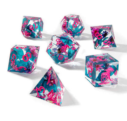 Vapor Wave Blossom Sharp Edge Dice Set (7) (Dice Sets & Games)