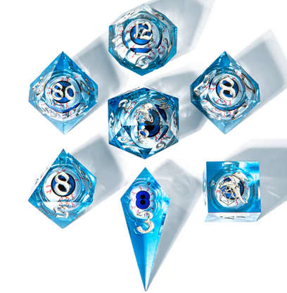 Always Watching Blue Rolling Eyeballs Sharp Edged Dice Set (7) (Dice Sets & Games)