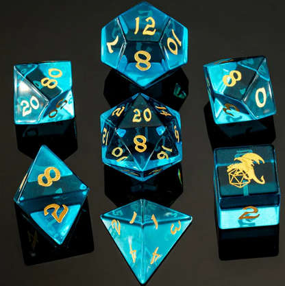 Blue Glass Dice Set (7) (Dice Sets & Games)