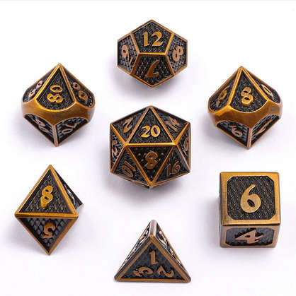 Mini Behemoth Metal RPG Dice Set Ancient Gold (Dice Sets & Games)