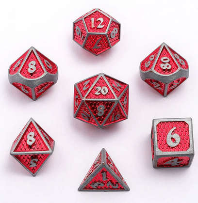 Mini Behemoth Metal Dice Set-Brushed Red (Dice Sets & Games)