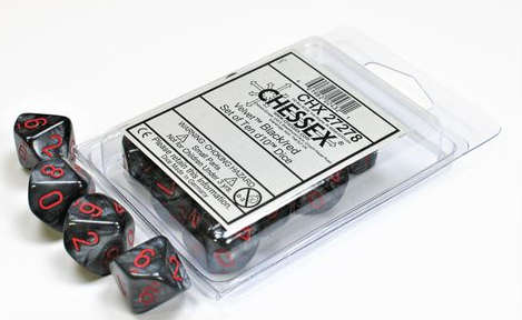 Signature Ten d10 Velvet Black w/red (Dice Sets & Games)