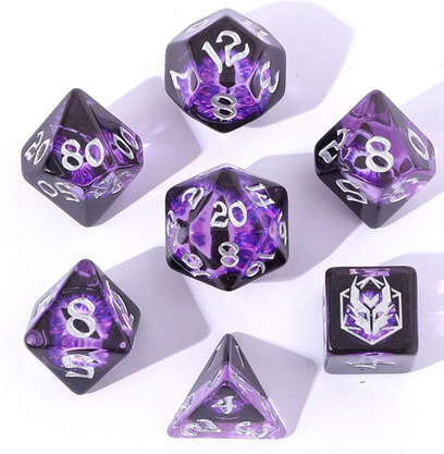Wyrmforged Rollers Rounded Edge Resin Dragons Eye Dice Set Purple (7) (Dice Sets & Games)