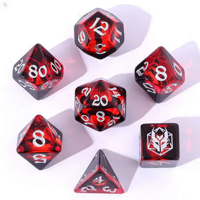 Wyrmforged Rollers Rounded Edge Resin Dragons Eye Dice Set Red (7) (Dice Sets & Games)