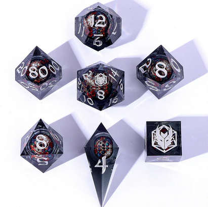 Always Watching Bone Gaze Sharp Edge Resin Dice Set Black (7) (Dice Sets & Games)