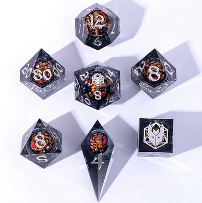 Always Watching Sphere Of Many Eyes Sharp Edge Resin Dice Set Yellow (7) (Dice Sets & Games)
