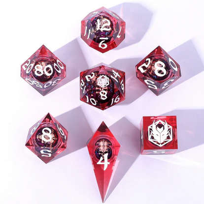 Always Watching Sneering Skull Sharp Edge Resin Dice Set Red (7) (Dice Sets & Games)