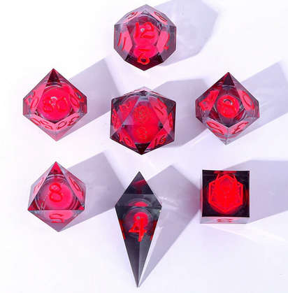 Sharp Edge Liquid Core RPG Dice Set Glow In The Dark Red (7) (Dice Sets & Games)