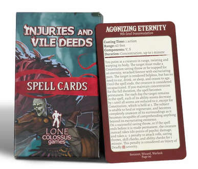 Injuries and Vile Deeds 5E Spell Cards 5E (RPGs)