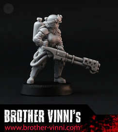 28mm SciFi Girl with Flamethrower (Miniatures)