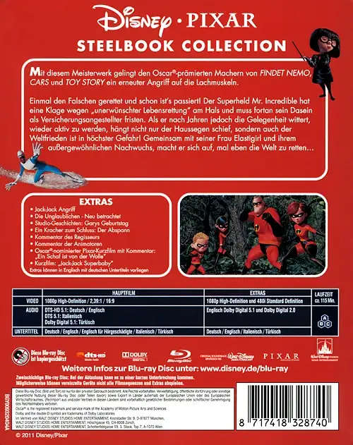 The Incredibles (German Import Steelbook Edition) (Blu-ray) (2004)