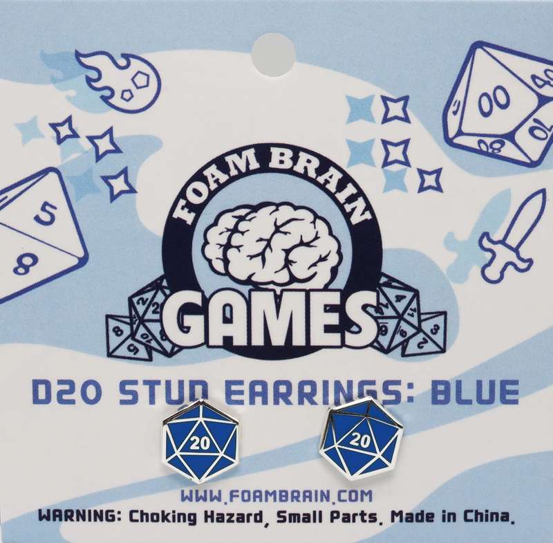 D20 Stud Earrings Blue (Dice Sets & Games)