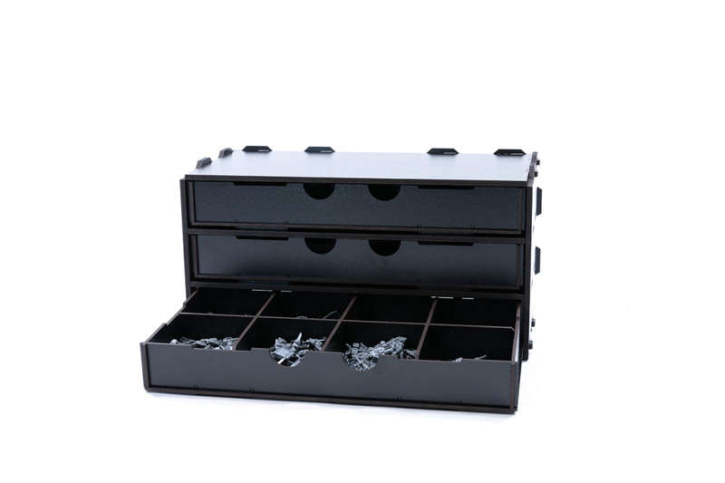 Black Rack Cabinet with 3 long Drawers (Board & Card Game Accessories)