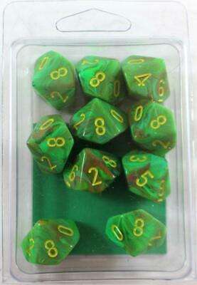 Dice Sets Vortex Slime/Yellow d10 Set (10) (Dice Sets & Games)
