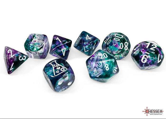 Lab Dice 8 Nebula Fluorite/white Polyhedral 7-Die Set (with bonus die) (Dice Sets & Games)