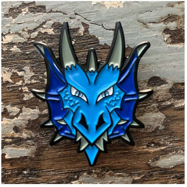 Blue Dragon Head Enamel Pin (Board & Card Game Accessories)