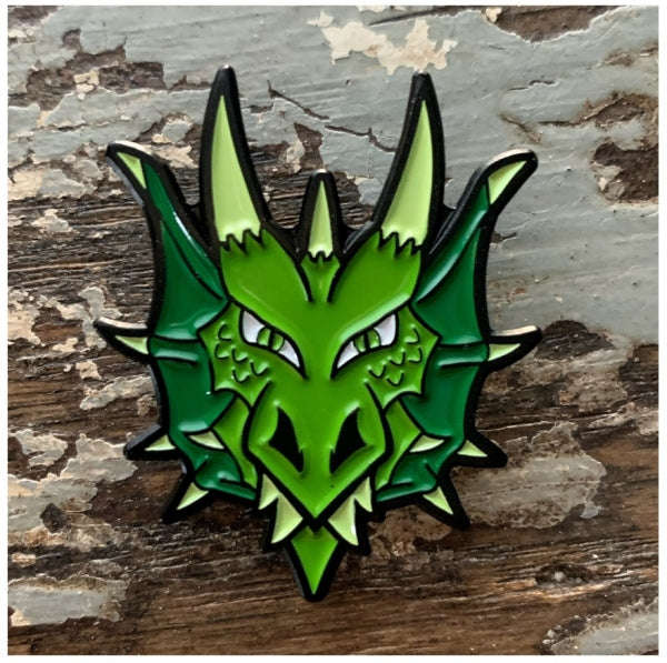 Green Dragon Head Enamel Pin (Board & Card Game Accessories)