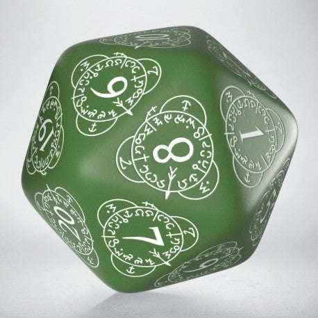 D20 Level Counter Green & white Die (1) (20LEV04) (Dice Sets & Games)