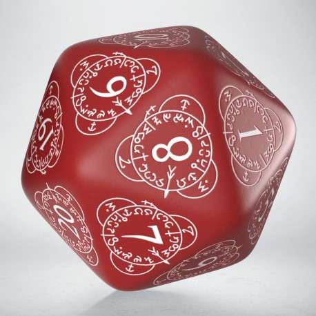 D20 Level Counter Red & white Die (1) (20LEV03) (Dice Sets & Games)