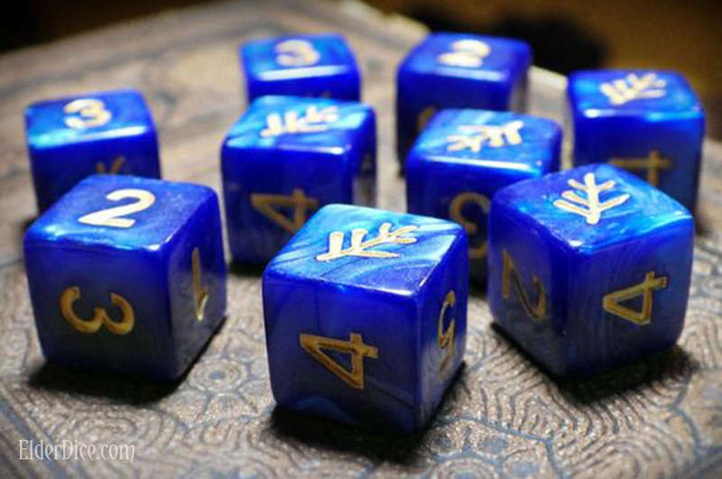 Elder Dice (9d6 Tube) Elder Sign Blue Aether (Dice Sets & Games)