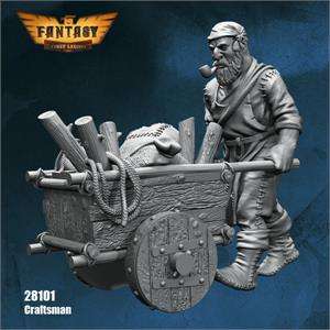 28mm Craftsman with Woodcart (Miniatures)