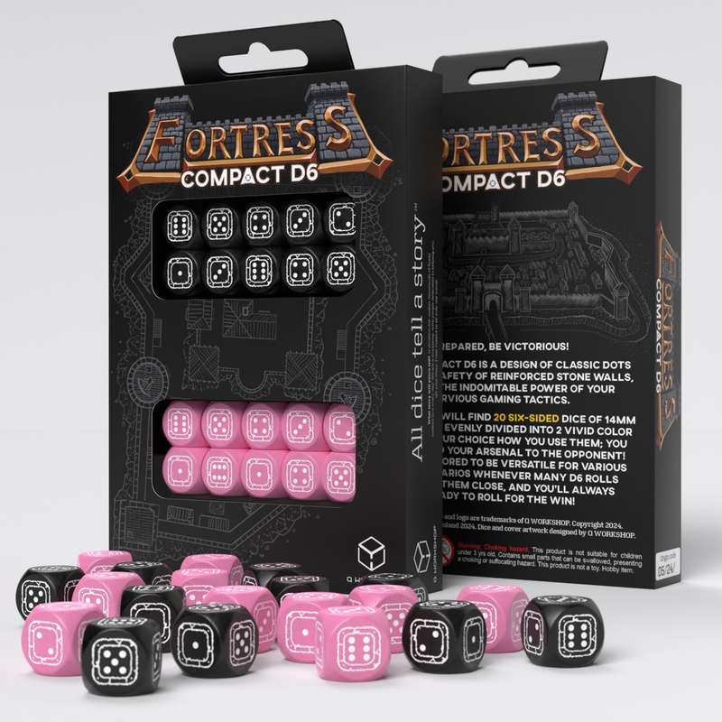 Fortress Compact D6 Black & Pink (Board & Card Game Accessories)