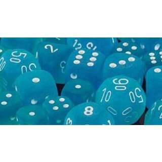 Signature Ten d10 Frosted Blue w/white (Dice Sets & Games)