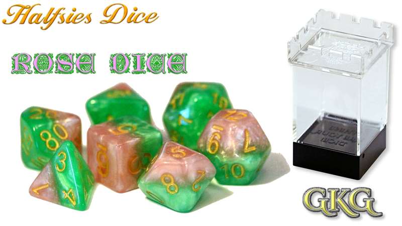 Halfsies Dice Rose Dice- Upgraded Dice Case (Dice Sets & Games)