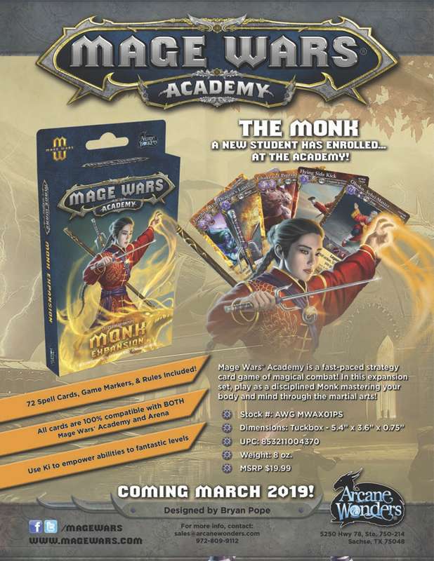 Mage Wars Academy Monk Expansion (Board Games)