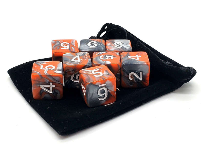 D6 Set Vorpal Silver & Orange (8) (Dice Sets & Games)