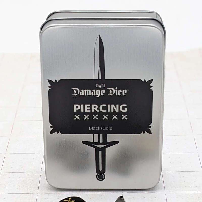 Dice Set Piercing Damage Metal Black/Gold (7) (Dice Sets & Games)