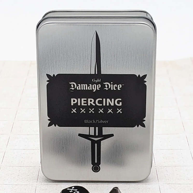 Dice Set Piercing Damage Metal Black/Silver (7) (Dice Sets & Games)